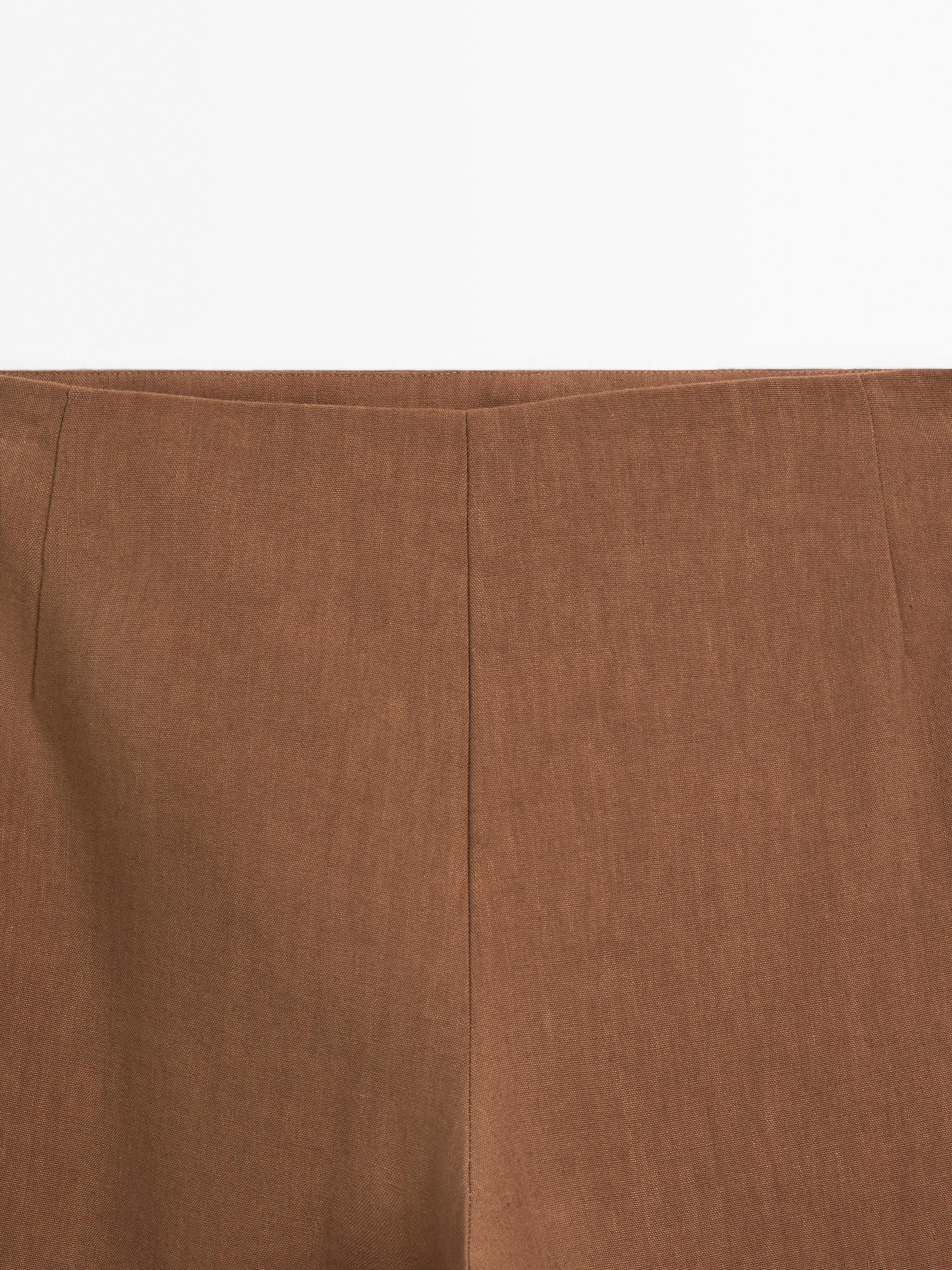 Linen blend wide-leg trousers